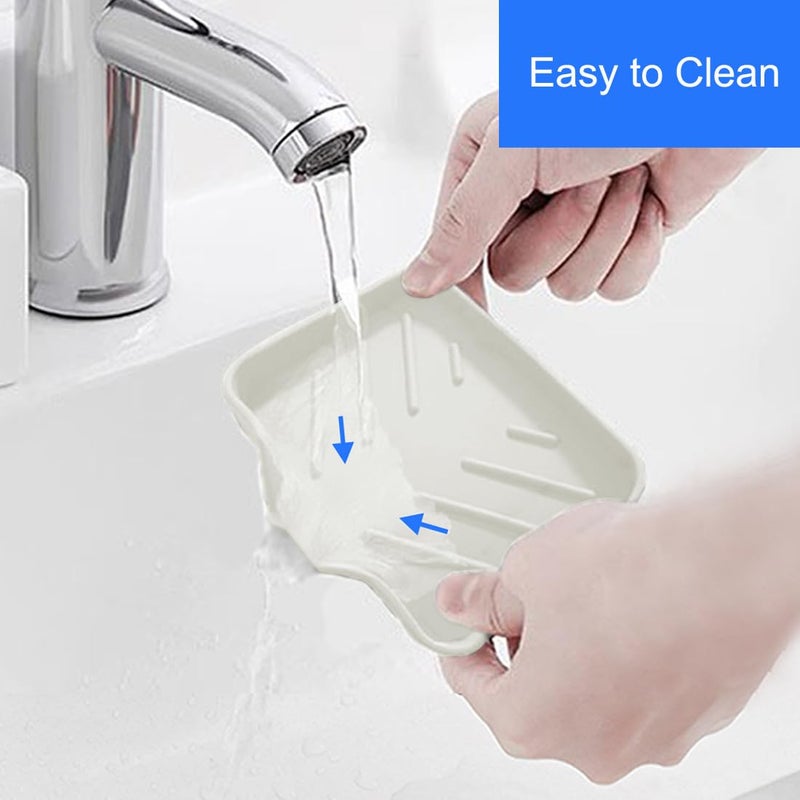 Metopets Sponge Holder with Drain Spout, Silicone Sponge Tray for Kitchen Sink, Rubber Soap Dish for Shower Bathroom (Beige, 4.7"" x 3.6"") - Image 5